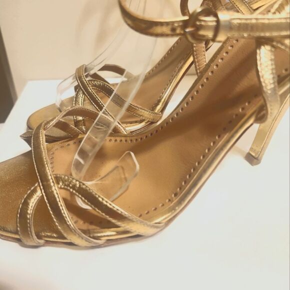 Moschino Cheap & Chic Gold Strappy Stiletto Heel Sandals Sz.8/38.5 Ret.$475 - Picture 4 of 7